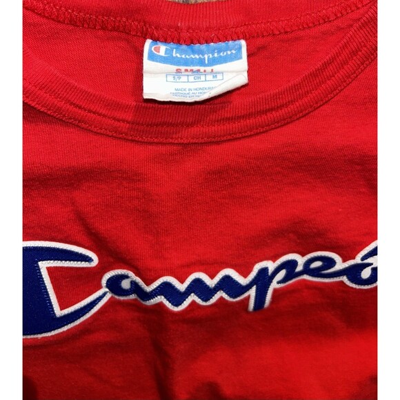 Vintage Women’s Champion "Campeon" Spanish Logo Raised Appliqué T-Shirt RED - Picture 8 of 8